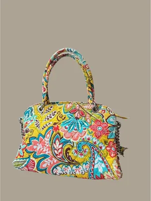 Vera Bradley Yellow Floral Quilted Satchel Shoulder Bag thumbnail 2