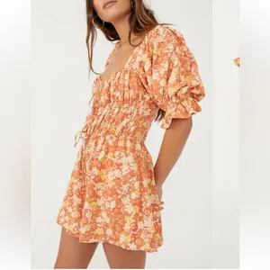 FREE PEOPLE Show‎ Me Love Romper in Orange size XS thumbnail 11