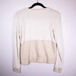 Beyond Yoga Cross Paths Long Sleeve Crew Terrycloth Pullover Oatmeal Sweater S thumbnail 3