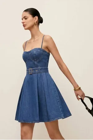 Commence Blue Denim Sweetheart Mini Dress with Belt XS NEW thumbnail 1