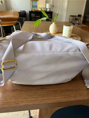 Fawn Design Lavender Leather Convertible Backpack Gold Hardware RARE flawed thumbnail 11
