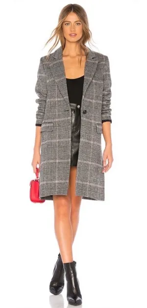 Rails Anders Charcoal Plaid Pink Wool Blend Coat thumbnail 1