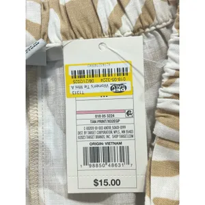 A New Day Leaf Print Tie Mini A-Line Skirt Women M Tan White Tropical Resortwear thumbnail 4