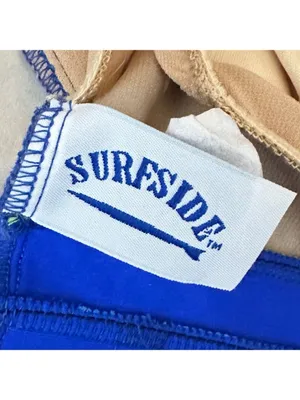 Vintage Surfside Blue Neon Trim Strappy Crop Tankini Top Size Large thumbnail 6