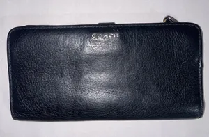 Coach Slim Zip Wallet Black Leather Large Minimalist Quiet Luxury Neutral thumbnail 1