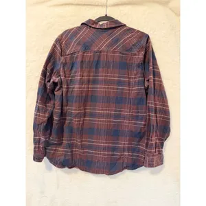 Carhartt Flannel Shirt Womens XL Maroon Navy Blue Plaid Button Down Long Sleeve thumbnail 11