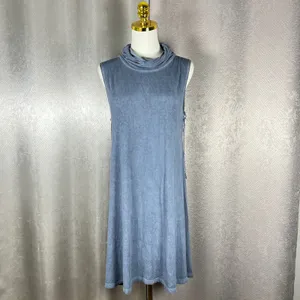 POL Womens Blue Mineral Wash Cowl Neck Fringe Open Back Sleeveless Mini Dress L thumbnail 6