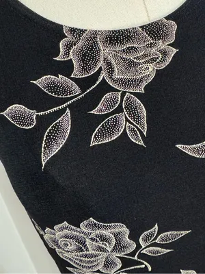 Vintage‎ JALATE black and rose gold floral maxi dress Medium thumbnail 5
