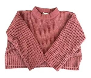 Altard State Brick‎ Red Chunky Waffle Knit Mock Neck Pullover Sweater Womens M thumbnail 1