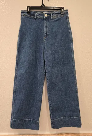 LOFT High-Rise Wide-Leg Cropped Jeans thumbnail 1