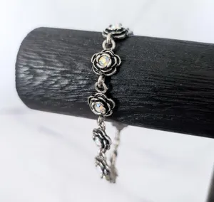 Vintage Premier Designs Clasp Bracelet Flowers with Iridescent Gems thumbnail 2