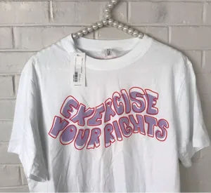 NWT Outdoor Voices Limited Edition Exercise Your Rights White Tee Size M thumbnail 3