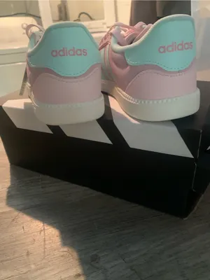 Adidas Breaknet Sleek J sneakers (style JS0133) in a soft pink and mint colorway thumbnail 3