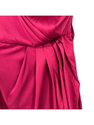 Lulus One Shoulder Asymmetric Satin Cocktail Party Midi Dress Red Size XS NWOT thumbnail 4