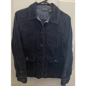 Eddie Bauer Blue Corduroy Chore Jacket Womens Small Pockets‎ Cottage Outdoor thumbnail 2