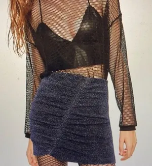 ZARA TRF navy sparkly mini skirt| Size: Medium thumbnail 1