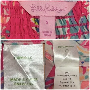 Lilly Pulitzer Elsa Silk Top Sunken Treasure Dragonfruit Print Blouse Size S thumbnail 8