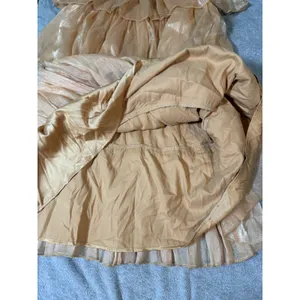 NWT Lulus Small Gold Radiant Arrival‎ Shiny Gold Organza Tiered Tie-Strap Maxi thumbnail 11