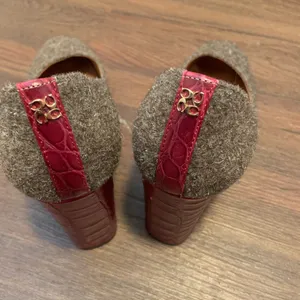 Coach Sandbordeaux Felt Croc Pump Heel formal classic fall round toe logo $250 thumbnail 8