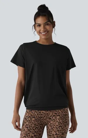 HALARA Round Neck Cool Touch Yoga Sports Top UPF 50+ Black Women XL Short Sleeve thumbnail 1