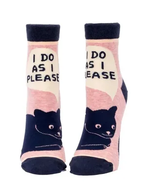 Blue Q Women's Novelty Ankle Socks "I Do As I Please" Cat Print Cattitude Cotton thumbnail 2