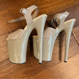Pleaser Flamingo-808N Jelly 8 Inch heels in nude thumbnail 8