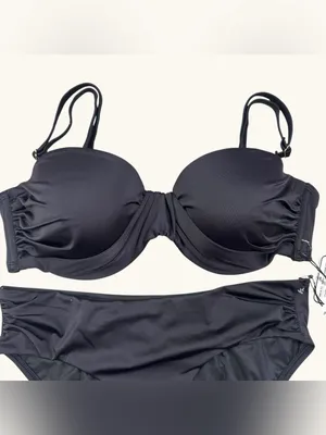 A.Ché Black Bandeaucc Underwire Bikini Set T5 32DDD 34DD 36D 38C 40B BottomL NWT thumbnail 6