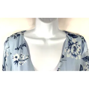Sugar Lips Maxi‎ Dress Womens Size S Pale Blue Floral Tiered Long Sleeve Cottage thumbnail 15
