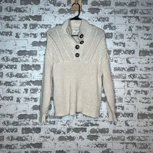 Aerie | women cream knitted Henley sweater thumbnail 6