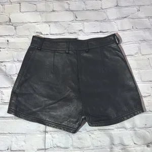 Leather Button Fly Micro Shorts Sz 4 First Bare Back 12in Rise‎ 90's Vintage thumbnail 3
