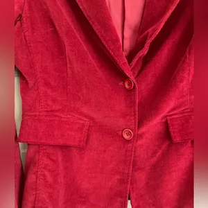 XXI‎ Brand Deep Red Corduroy Jacket Blazer Button Front Stretch Size L thumbnail 4