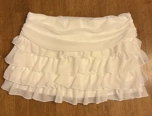SheIn White Ruffle Mini Skirt Skort Tiered Layered Coquette Fairy Feminine Size Small thumbnail 1
