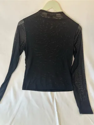 YMI Black Long-Sleeve Mesh Top thumbnail 1