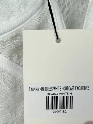 New Outcast Tyanna white mini dress lace sheer size medium FLAW thumbnail 4