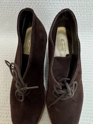 Coach Women's Suede Lace-Up Wedge Ankle Boots - Dark Brown thumbnail 4