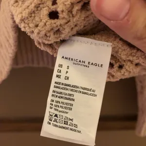 American Eagle chenille Pointelle cropped‎ sweater tan size small thumbnail 4