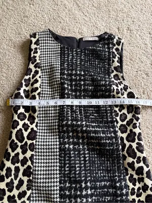 Alice and Olivia Clyde in Black & White Patchwork A-line Mini Shift Dress sz 4 thumbnail 12