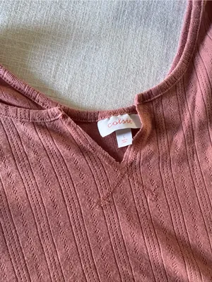 Colsie Short Sleeve Pointelle Crop Top - Rosy Pink, Large thumbnail 6