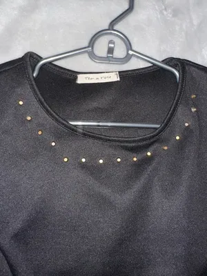 Tea n Rose Sleeveless Black Gold Stud-Accent Fit-and-Flare Mini Dress thumbnail 3