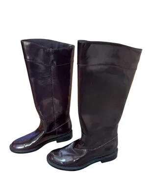 ZARA Leather Burgundy Knee High Boots 40 thumbnail 2