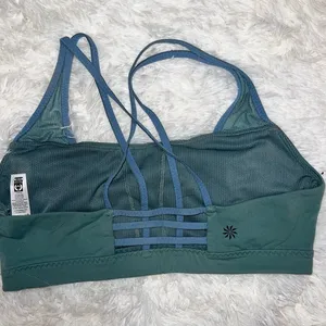 Athleta Strappy Back Lined Sports Bra Seafoam Green with Blueish Green Detail thumbnail 1