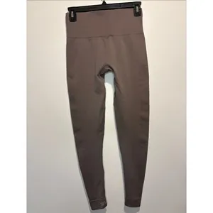 Set Active Sculptflex Ribbed Sides Brown Neutral Workout Leggings Size M thumbnail 2