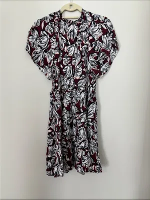 Anthropologie Maroon Floral Midi Dress thumbnail 2