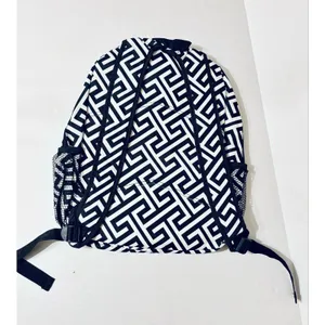 Retro vibe White/black chevron full sz backpack padded book bag school work sack thumbnail 3