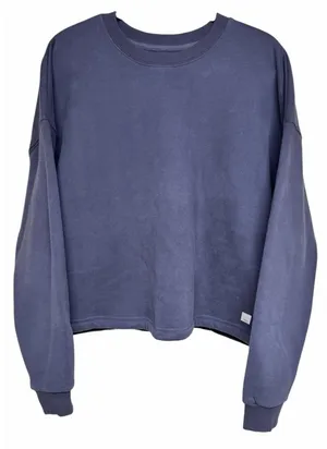 Vuori Restore Cropped Crew Sweatshirt Blue Women's Size Large thumbnail 1