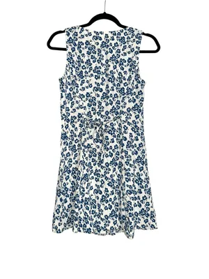 Reformation Rilynn White Blue Floral V-Neck Sleeveless Mini Dress 6 thumbnail 4