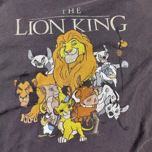 Disney The Lion King Graphic T-Shirt Gray Raw Hem Cropped Simba Scar 2XL thumbnail 2