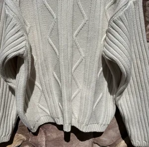 Club Monaco Women’s Sweater Heavy Cable Knit Fisherman Beige Size Large thumbnail 3