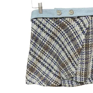 Zara‎ Tweed Weave Mini Skirt in Blue Denim Combination Size Medium thumbnail 3