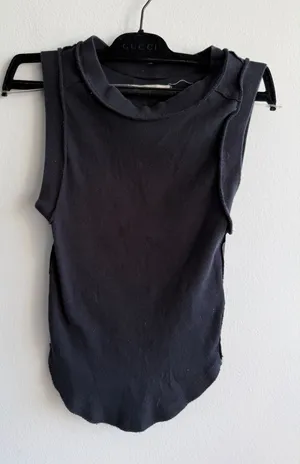 Free People We The Free Ribbed Muscle Tank Top Charcoal Black Raw Edge Small thumbnail 1
